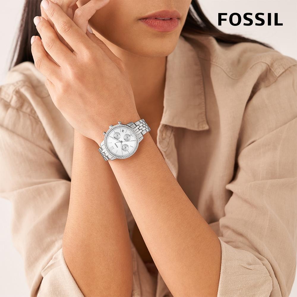 FOSSIL Neutra 輕奢雅致計時女錶 銀色不鏽鋼鍊帶 36MM ES5217-細節圖3