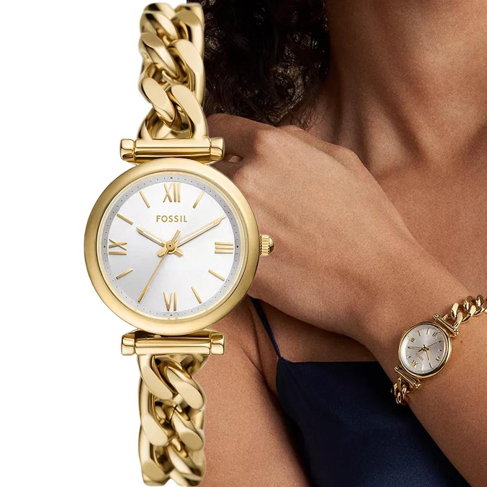 FOSSIL Carlie 復古金 羅馬時刻 手鍊式 女錶 手錶 ES5329-細節圖3