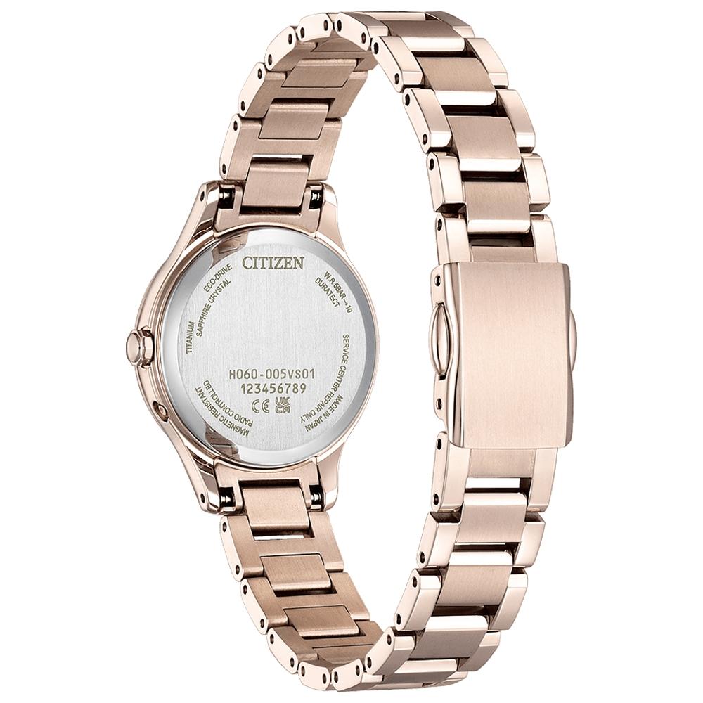 CITIZEN 星辰錶 XC系列Sakura pink櫻花粉紅金鈦金屬電波手錶 女錶 ES9497-96A 附提袋-細節圖3