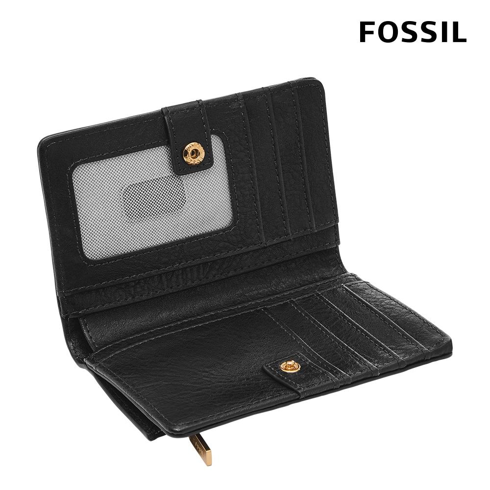 FOSSIL Liza 輕巧型真皮短夾-黑色X金飾片 SL7986G001-細節圖2