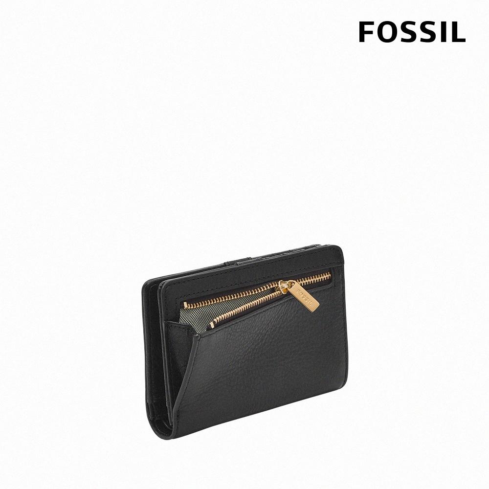 FOSSIL Liza 輕巧型真皮短夾-黑色X金飾片 SL7986G001-細節圖3