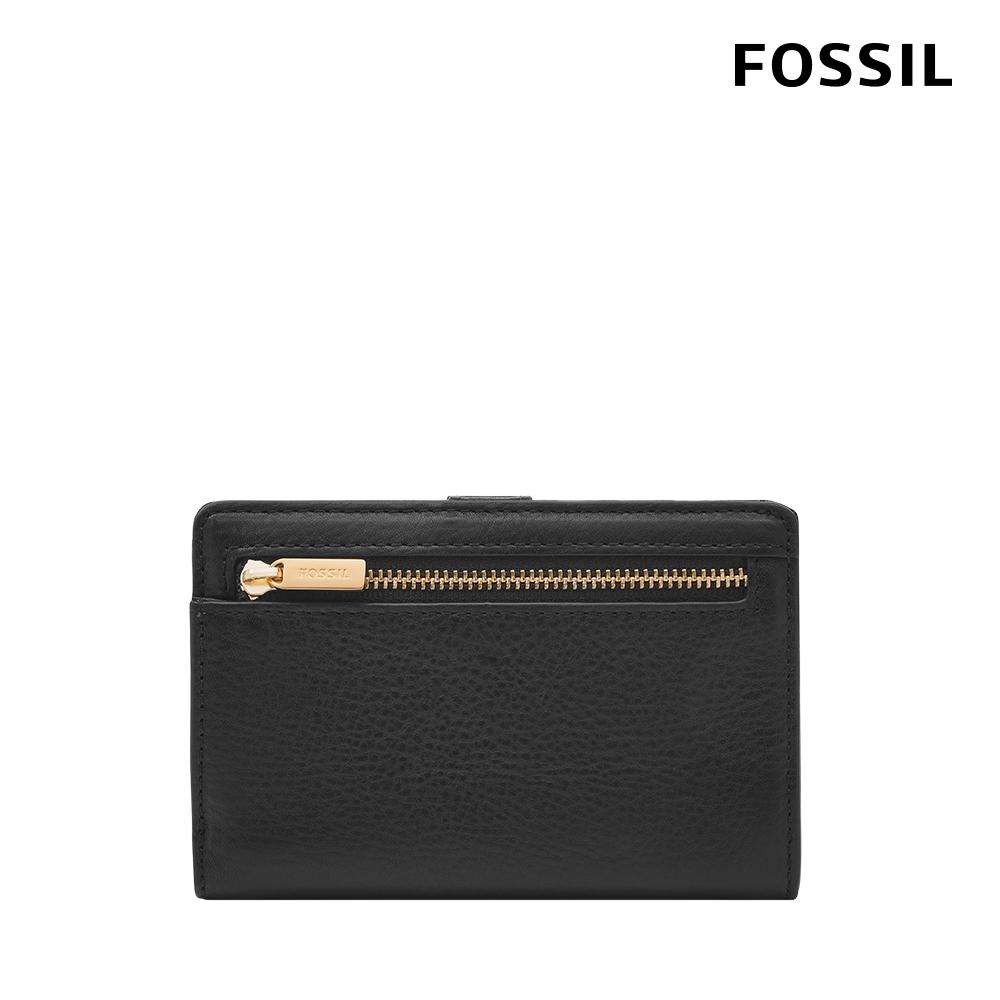 FOSSIL Liza 輕巧型真皮短夾-黑色X金飾片 SL7986G001-細節圖4