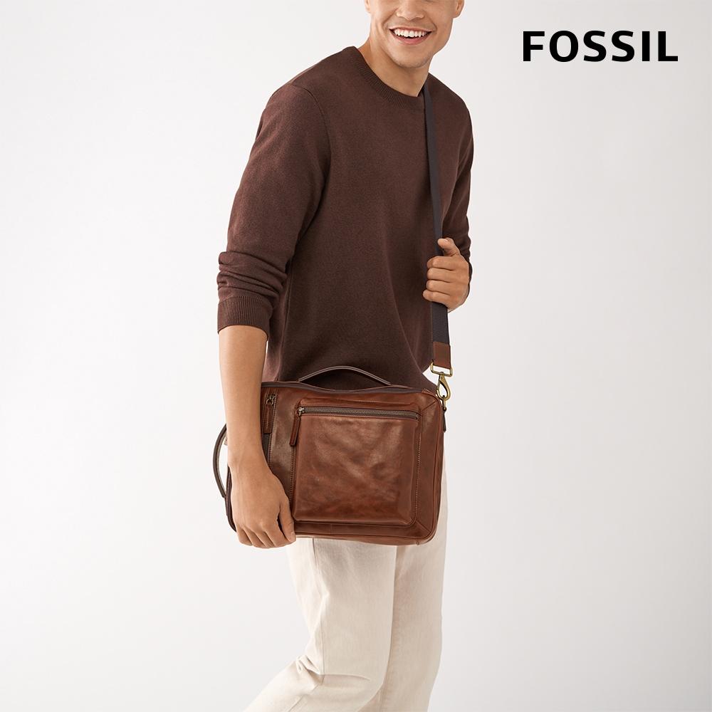 FOSSIL Buckner 行動族真皮電腦包-咖啡色 MBG9598222-細節圖5