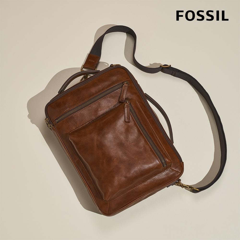 FOSSIL Buckner 行動族真皮電腦包-咖啡色 MBG9598222-細節圖7