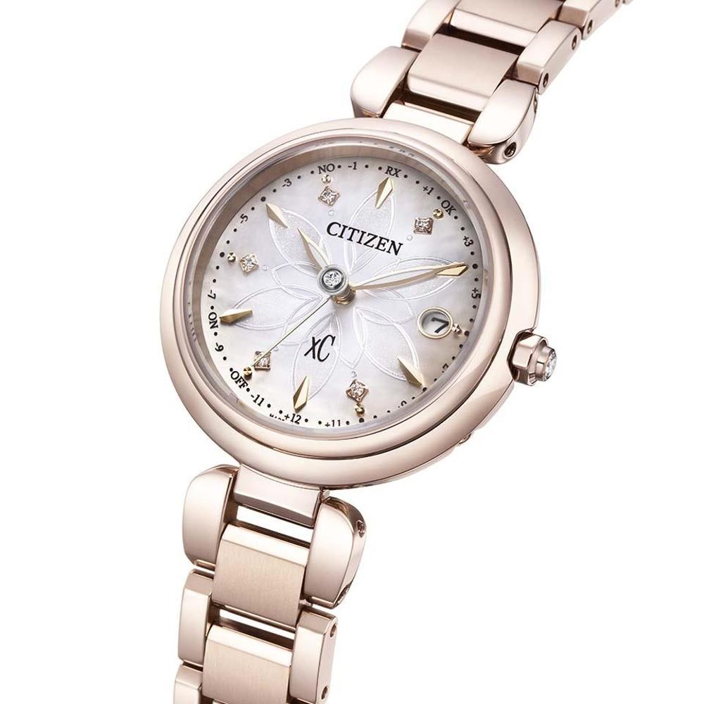 CITIZEN 星辰錶 XC系列Sakura pink櫻花粉紅金鈦金屬電波手錶 女錶 ES9467-71Y 附提袋-細節圖4