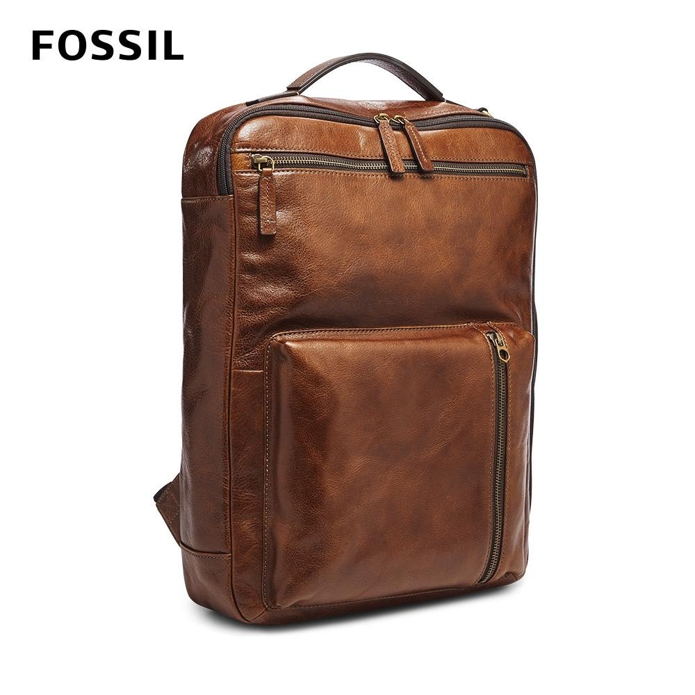FOSSIL BUCKNER 三用真皮電腦後背包-棕色 MBG9461222-細節圖2