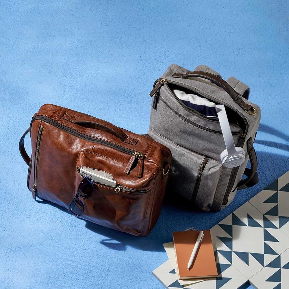 FOSSIL BUCKNER 三用真皮電腦後背包-棕色 MBG9461222-細節圖4