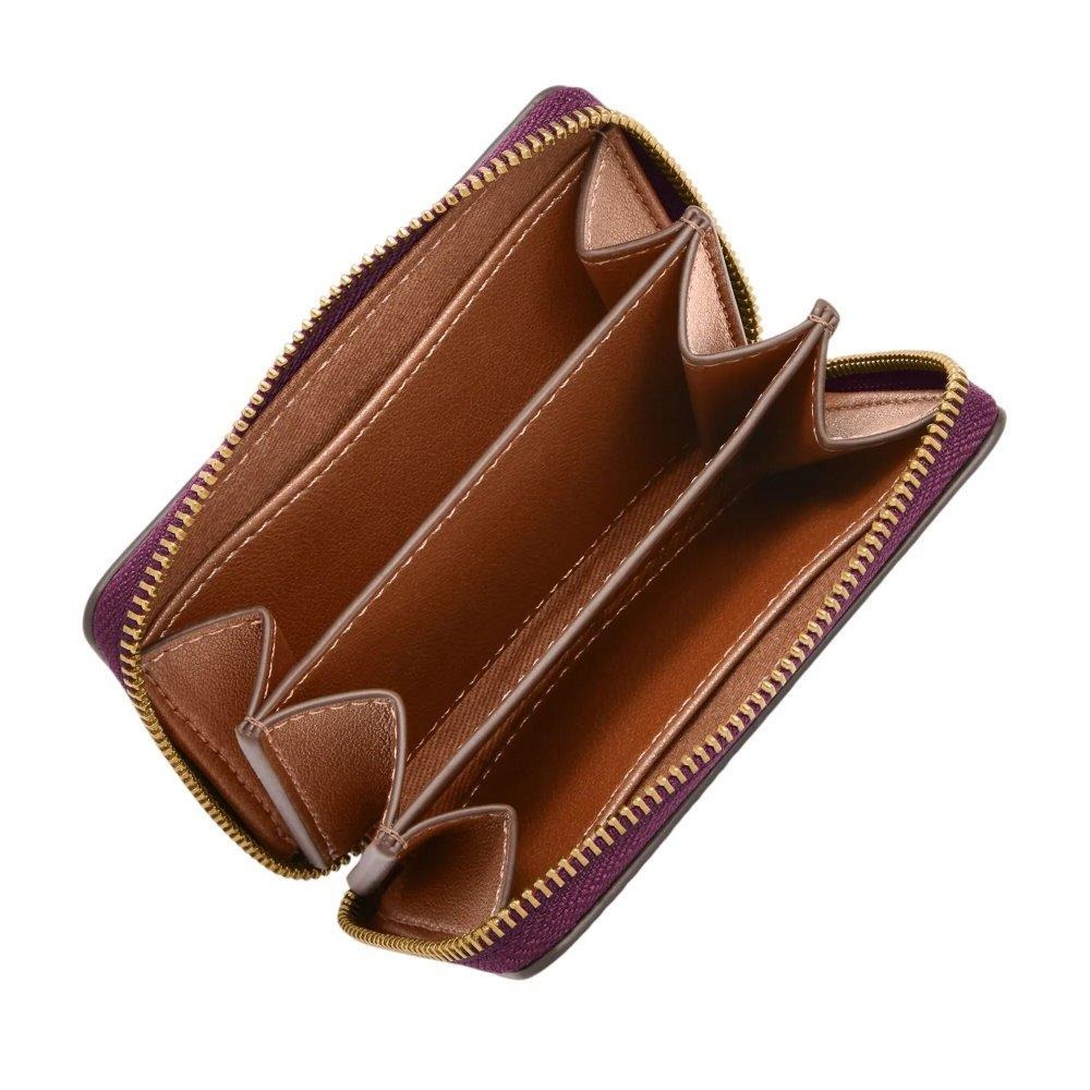FOSSIL Logan 真皮拉鍊RFID防盜卡夾-紫色 SL10045649-細節圖2