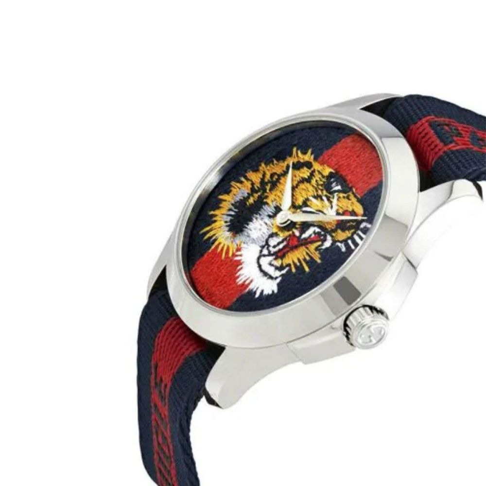 Gucci 古馳 Marche Des Merveilles虎頭刺繡腕錶/38mm YA126495-細節圖5