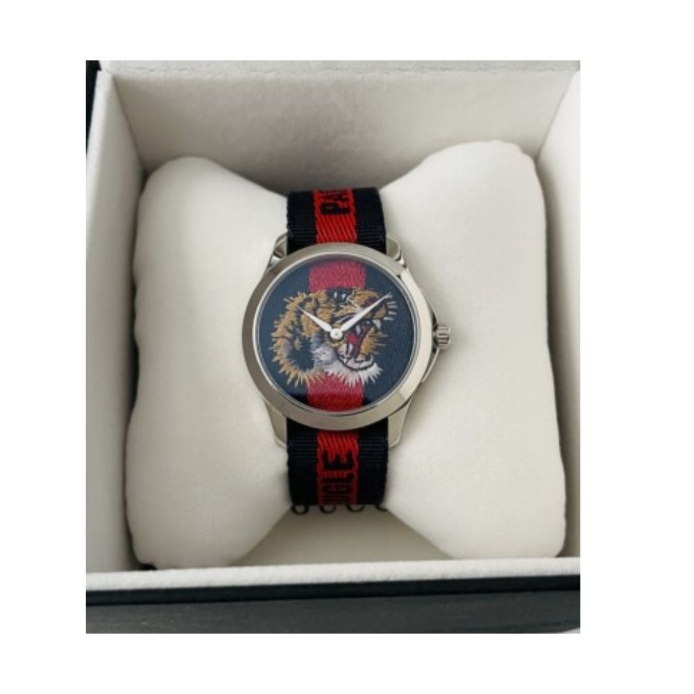 Gucci 古馳 Marche Des Merveilles虎頭刺繡腕錶/38mm YA126495-細節圖6