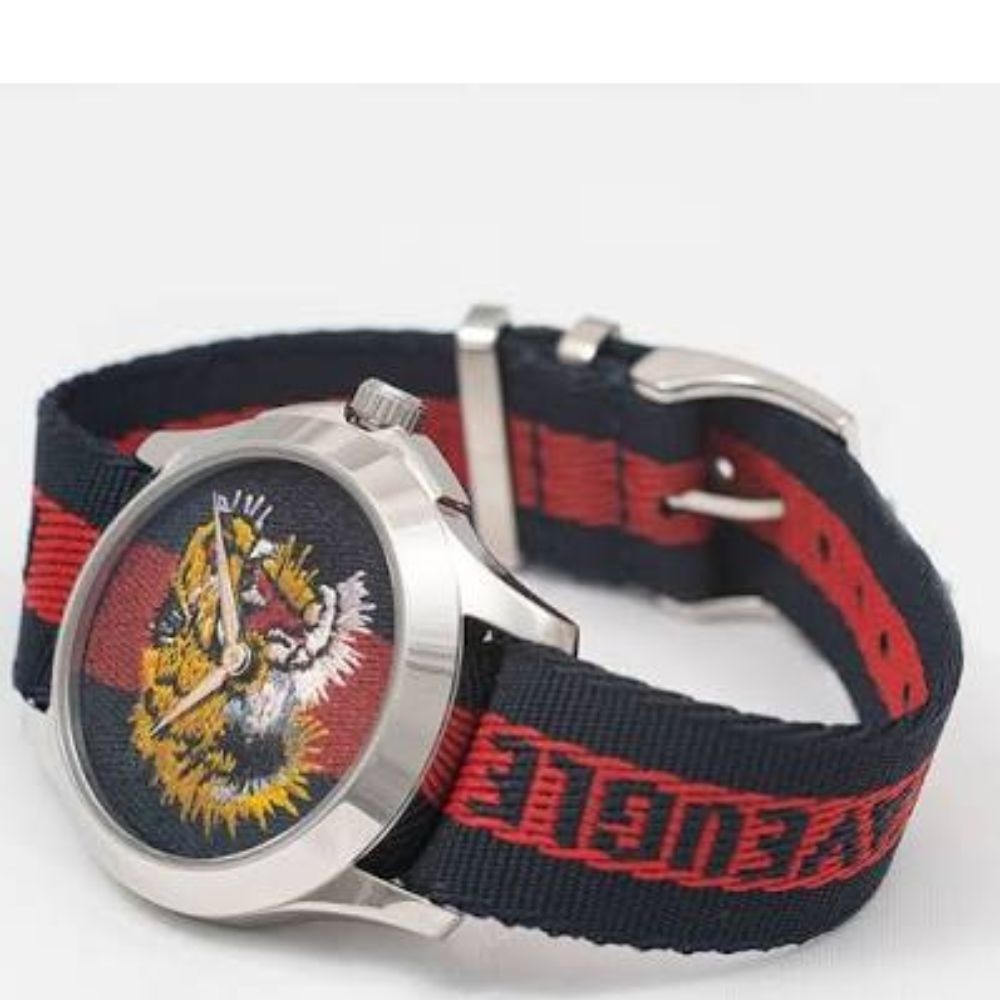 Gucci 古馳 Marche Des Merveilles虎頭刺繡腕錶/38mm YA126495-細節圖7