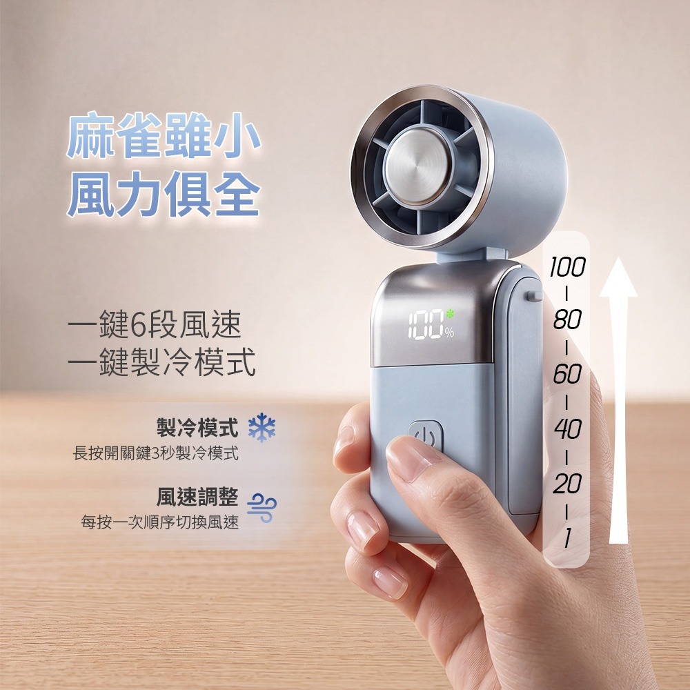 【Glolux】Mini手持折疊製冷風扇-細節圖5