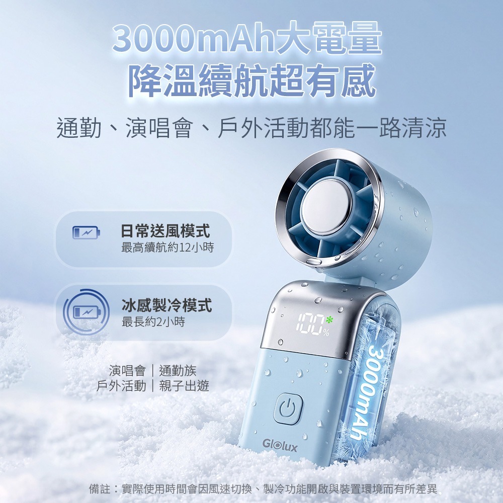 【Glolux】Mini手持折疊製冷風扇-細節圖6
