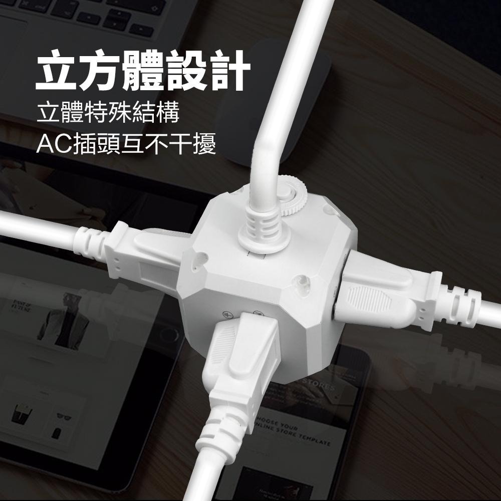 【Glolux】北美品牌 流星錘多功能延長線1.5M(5尺) 白色 3面插座-支援PD 20快充-細節圖7