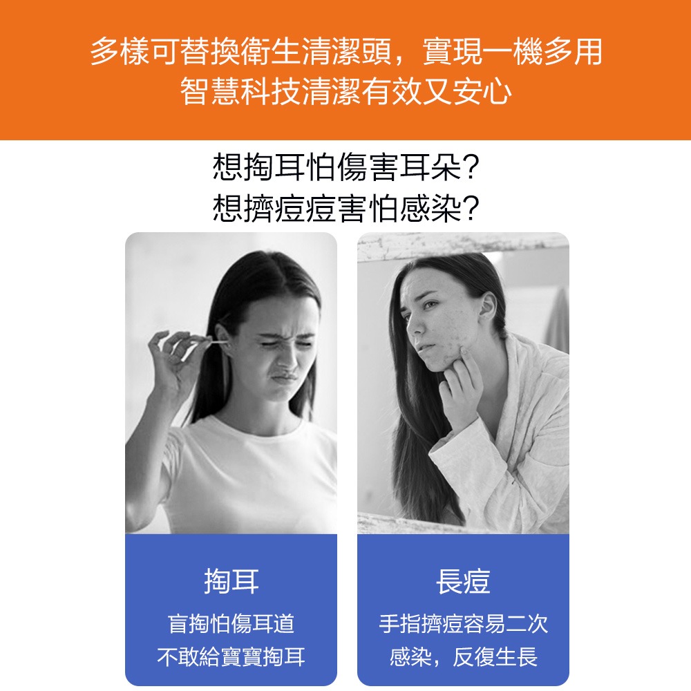 【SUNUO】 可視採耳棒 (深藍) 二合一多功能 奢華採耳 可視 掏耳機 掏耳神器 首創可伸縮式鏡頭-細節圖3