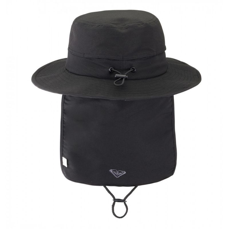 ROXY  黑 LOGO 衝浪帽 漁夫帽 可拆式 細繩 水上活動 戶外休閒-細節圖2