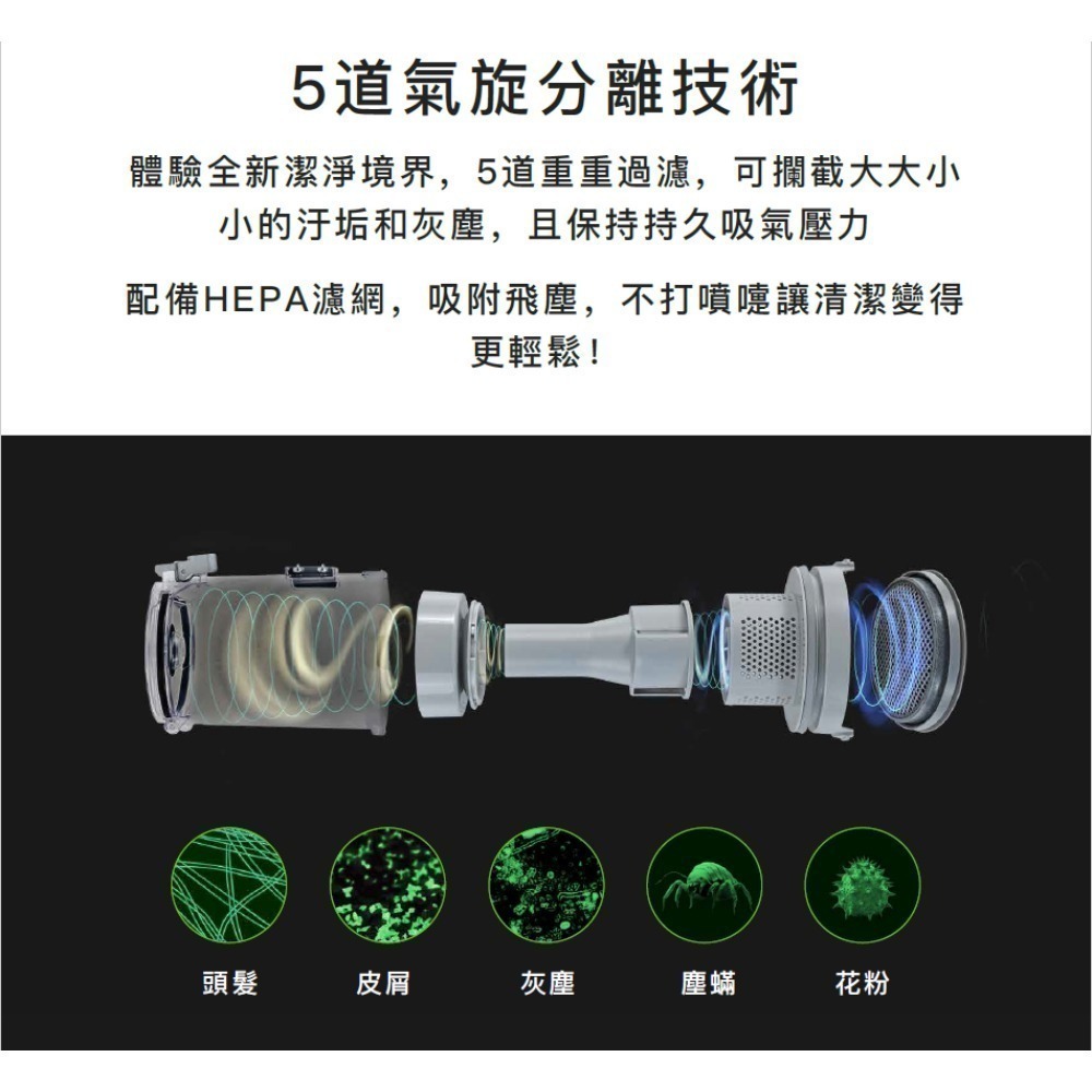 Acerpure clean 直立式無線吸塵器 白色 SV534-11W-細節圖4
