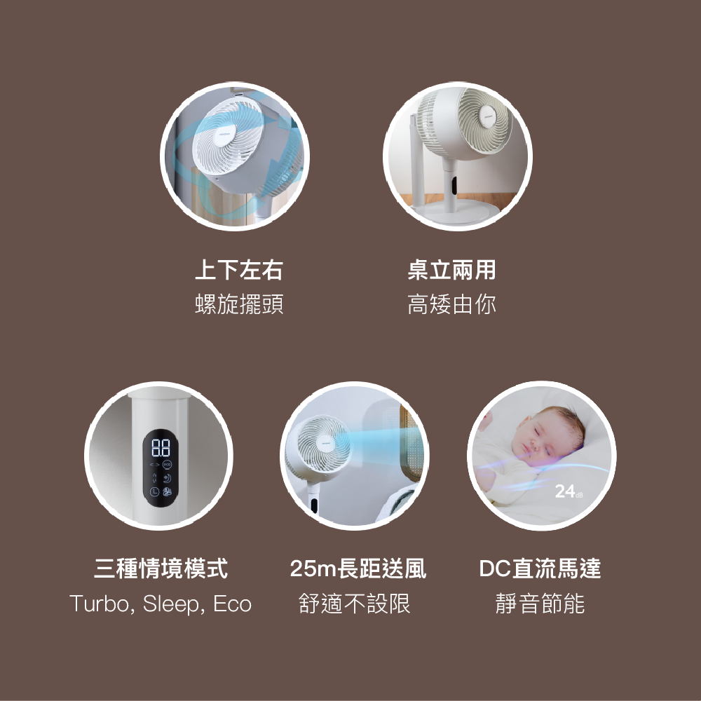 Acerpure cozy 立體螺旋DC循環風扇(日光白) AF773-20W-細節圖3