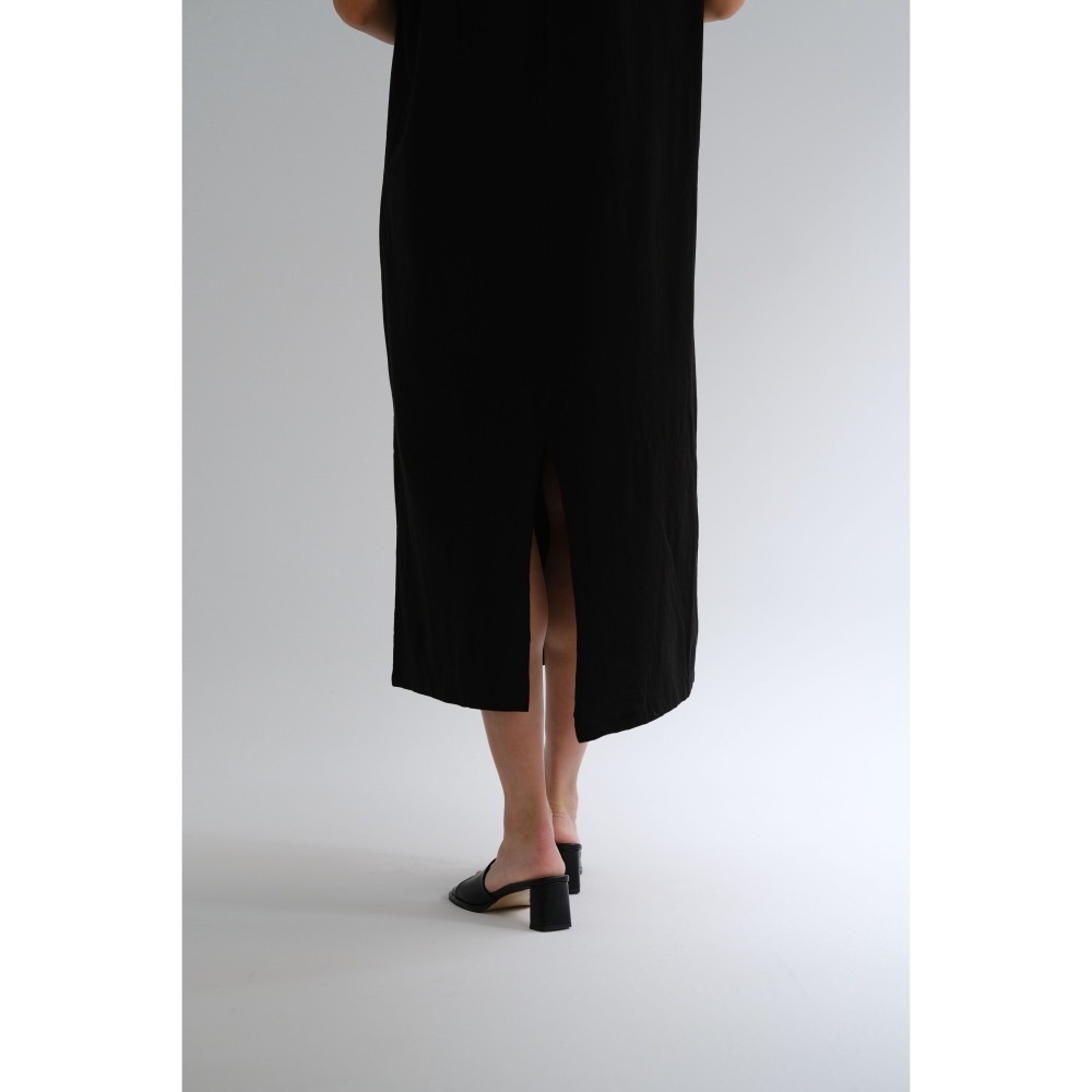 韓國東大門 現貨 正韓墊肩後開衩長洋裝-細節圖10