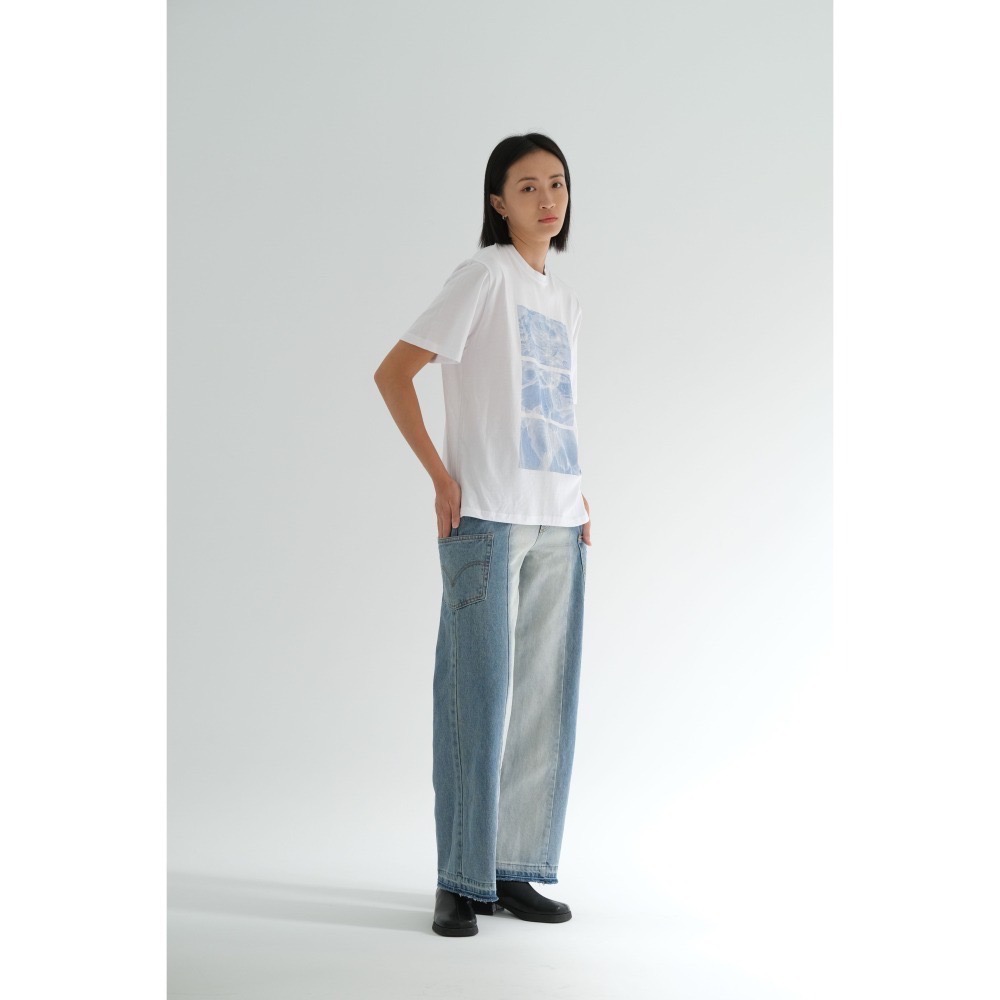 韓國東大門 現貨 正韓波光粼粼印花T-細節圖2