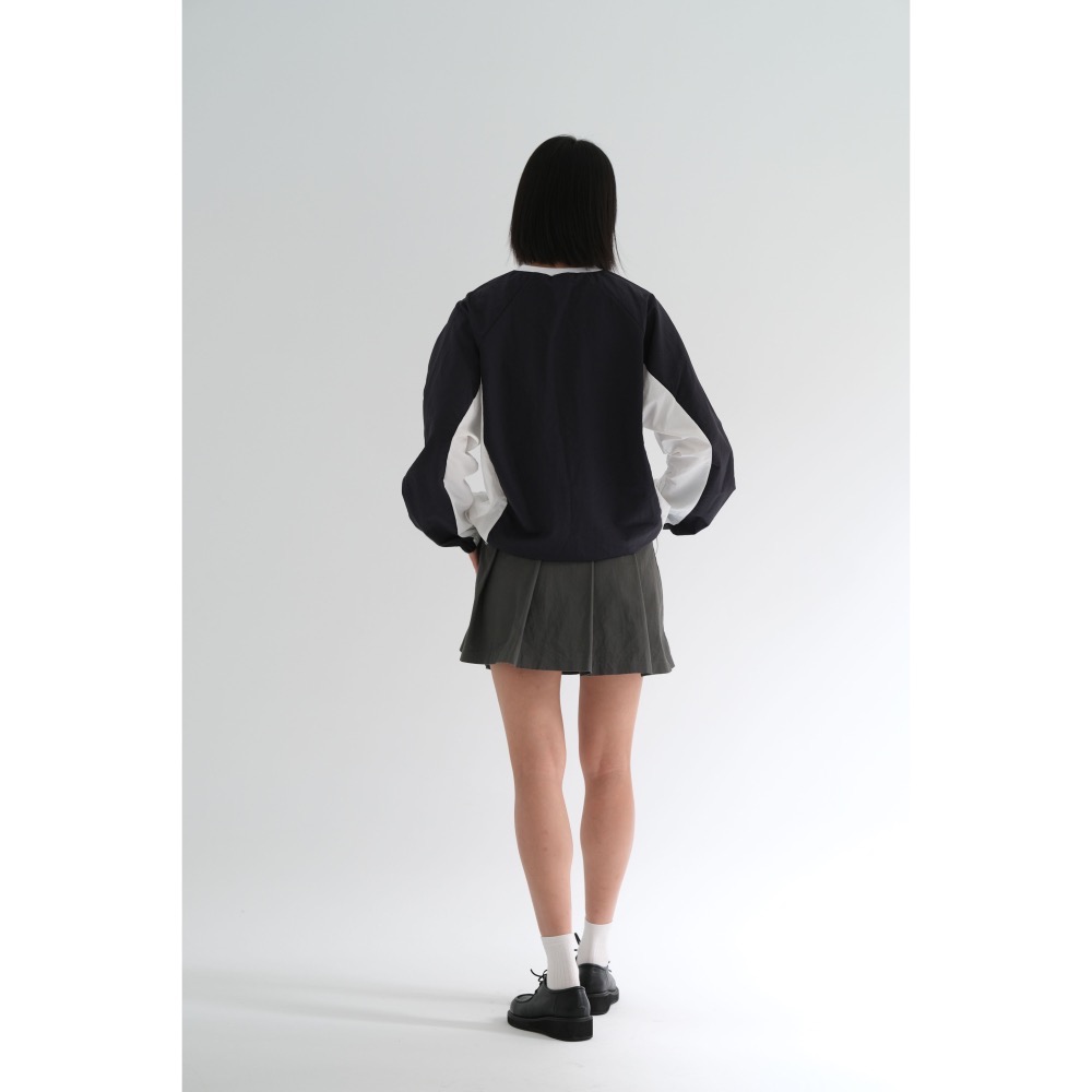 韓國東大門 現貨 正韓Unisex美式復古拼接衛衣-細節圖3