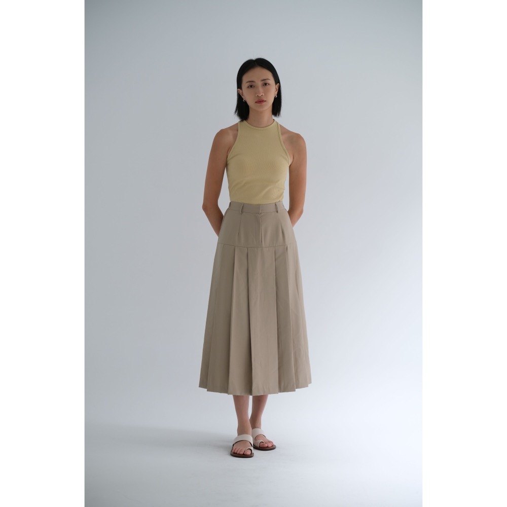 韓國東大門 現貨 正韓後腰鬆緊百褶長裙-細節圖4