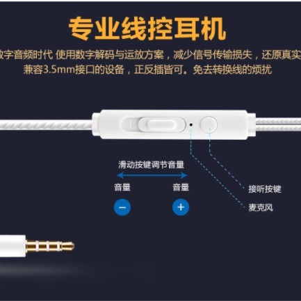 入耳式立體聲線控耳機 可聽音樂 可通話 3.5mm通用規格 線控耳機 耳機 行鋒盾E18耳機麥克風-細節圖3