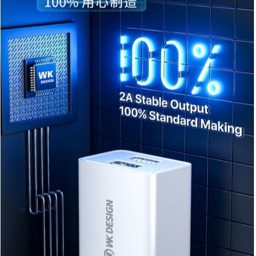 WK優品 雙孔充電器 支援5V2A快速充電 10W充電器 可充手機及平板 雙USB充電器-細節圖4