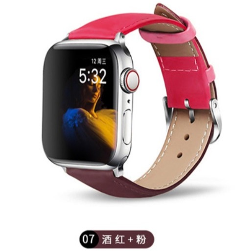 Apple watch 通用真皮錶帶 Apple watch S7 S8 平紋錶帶 40 44 41 45 mm牛皮錶帶-細節圖5