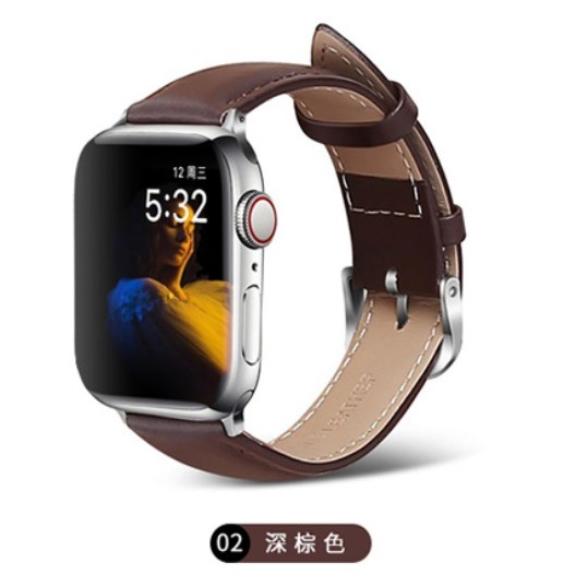 Apple watch 通用真皮錶帶 Apple watch S7 S8 平紋錶帶 40 44 41 45 mm牛皮錶帶-細節圖6