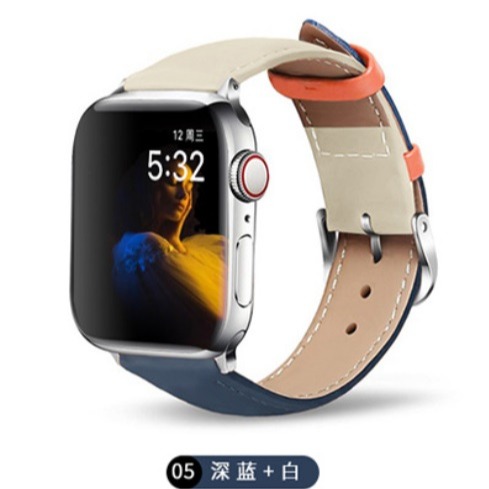 Apple watch 通用真皮錶帶 Apple watch S7 S8 平紋錶帶 40 44 41 45 mm牛皮錶帶-細節圖7