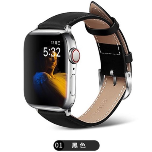 Apple watch 通用真皮錶帶 Apple watch S7 S8 平紋錶帶 40 44 41 45 mm牛皮錶帶-細節圖9