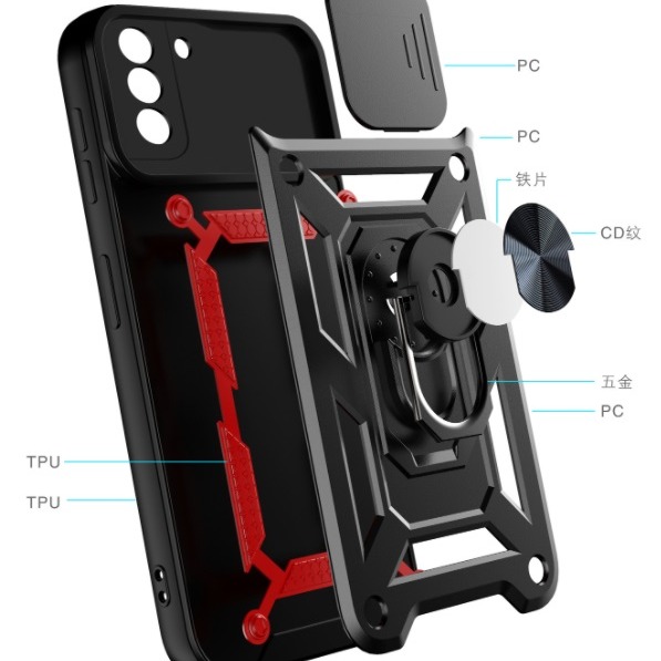 三星S21FE 軍士推窗保護殼 三星S21 FE指環防摔殼 S21FE軍規防摔殼-細節圖2