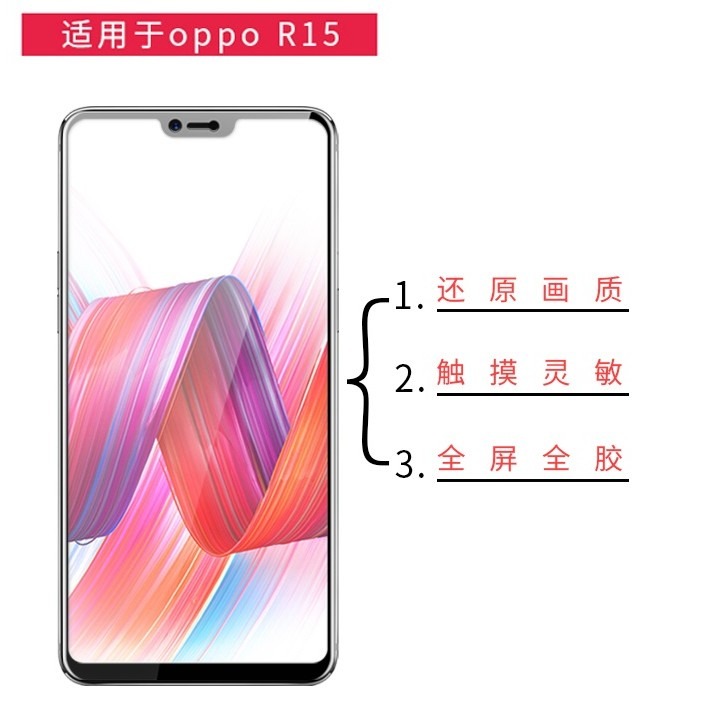 OPPO R15 二次強化玻璃膜 OPPO R15 全屏玻璃保護貼 全膠貼合 無網點-細節圖2