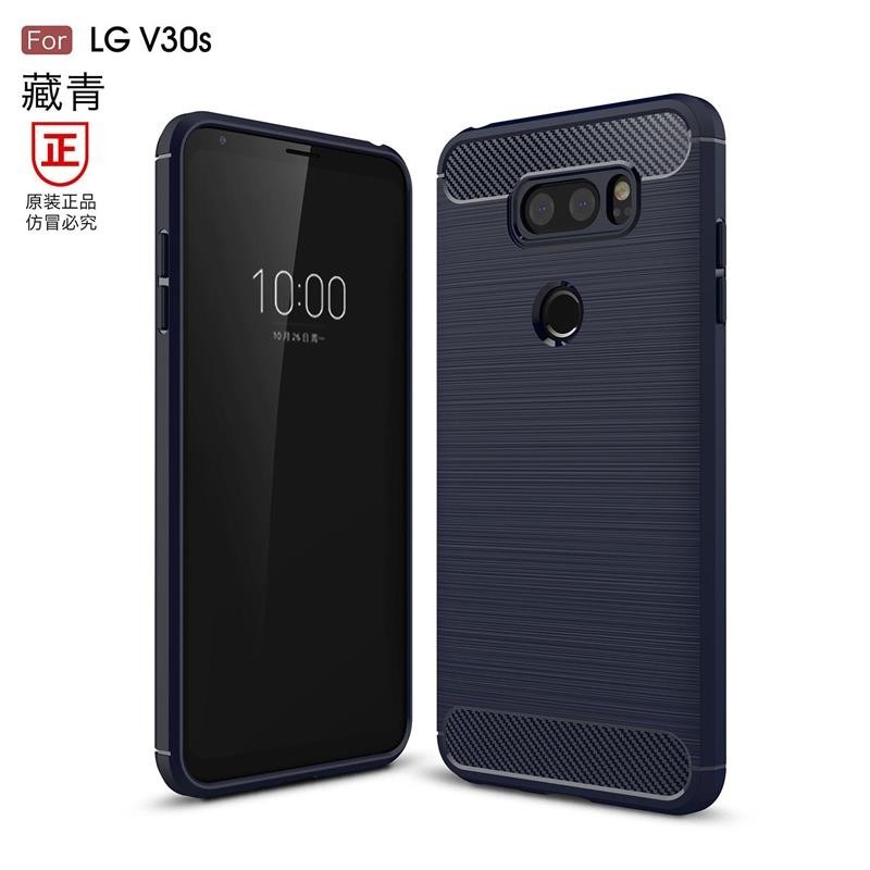 LG V30 V30+ V30S 碳纖維拉絲保護套 LG V30 V30+ V30S 矽膠軟殼-細節圖6