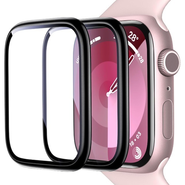 Apple watch 10 鋁合金邊框玻璃膜 apple watch S10 玻璃膜 46MM保護貼 附貼膜神器-細節圖8