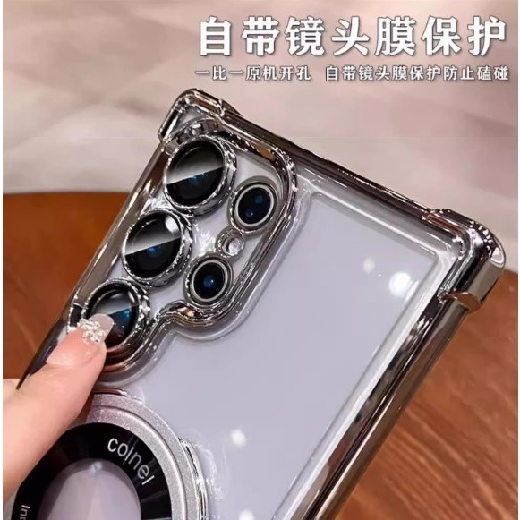 三星S25 系列 電鍍磁吸充電殼 三星 S25 S25+ S25 Ultra 磁吸支架保護殼 自帶鏡頭貼-細節圖8