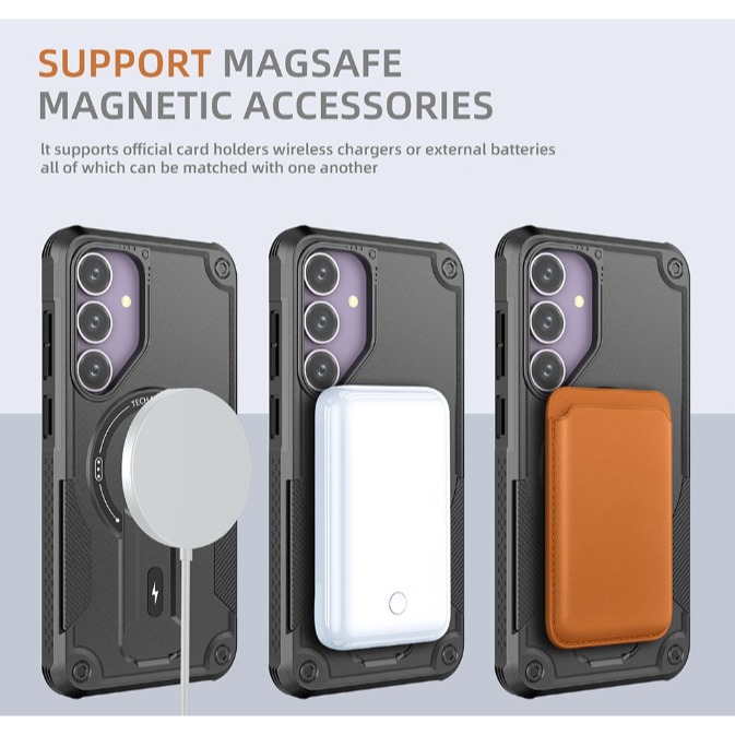 三星S24 S24+ 德甲隱形磁吸殼 三星 S25 S25+ 磁吸支架保護殼 支援Magsafe-細節圖2