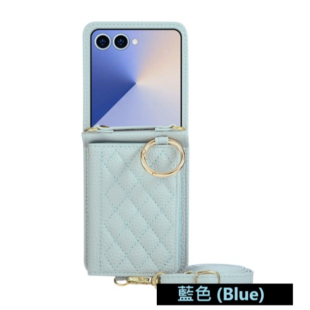 三星Z Flip7 小香風插卡皮套 三星 Zflip7 多功能皮套 三星Z Flip7 保護殼 附掛繩-規格圖10