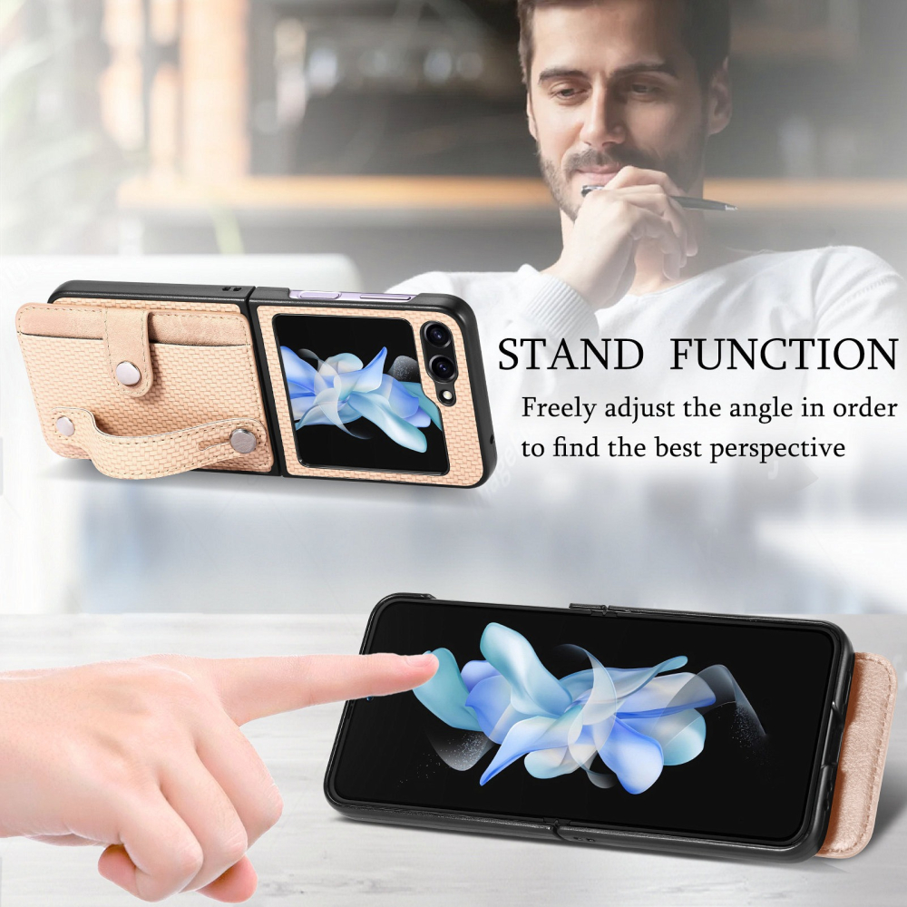 三星Z Flip7 腕帶支架保護殼 三星Z Flip 7 牛仔布紋保護套 Zflip7手機殼-細節圖4