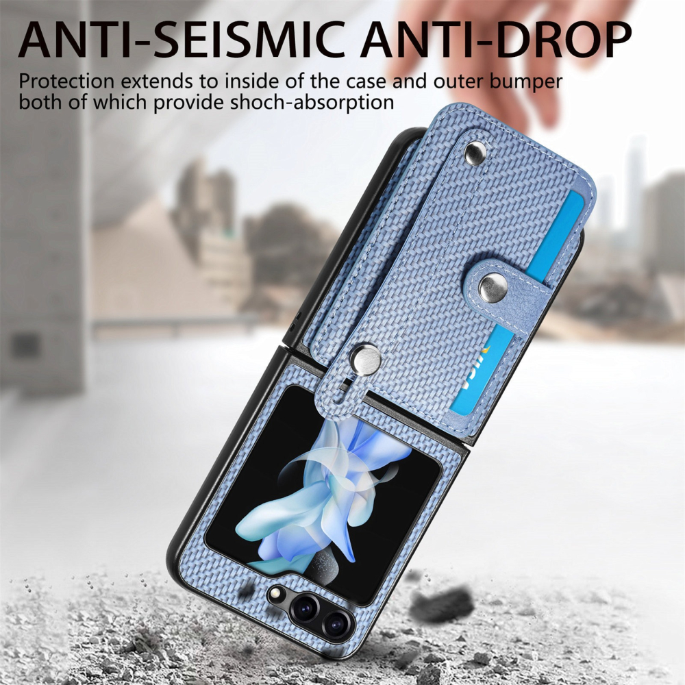 三星Z Flip7 腕帶支架保護殼 三星Z Flip 7 牛仔布紋保護套 Zflip7手機殼-細節圖5