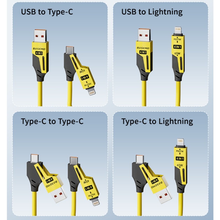 [車上必備] 倍魔 四合一充電線 多功能轉接線 支援65WPD快充 高速傳輸線 適用所有手機-細節圖7