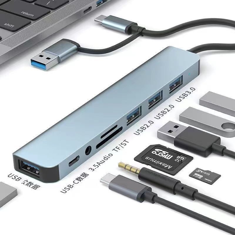 USB Type-C 雙接口 8合1擴充埠 Type-C 多功能轉接器 8合1讀卡機-細節圖2