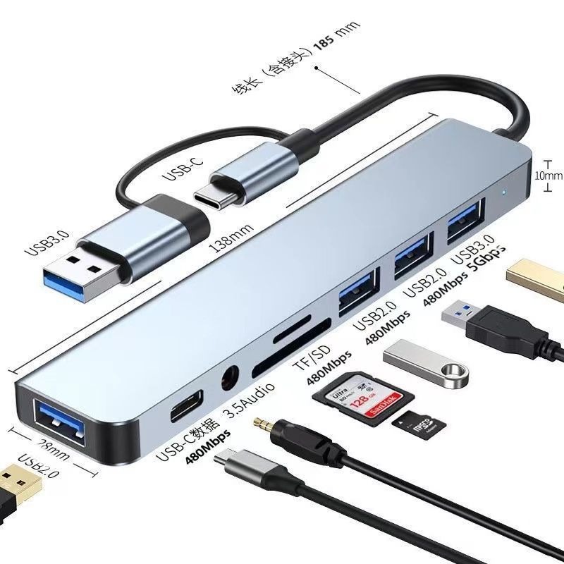 USB Type-C 雙接口 8合1擴充埠 Type-C 多功能轉接器 8合1讀卡機-細節圖6