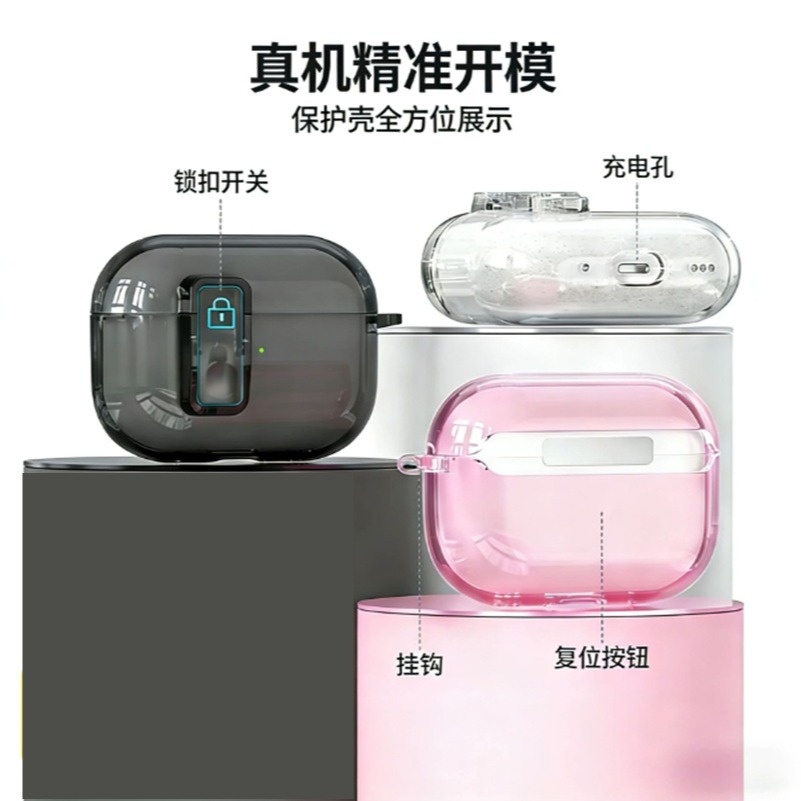 AirPods Pro透明開關保護殼 Airpods Pro 1/2/3 矽膠保護套-細節圖2