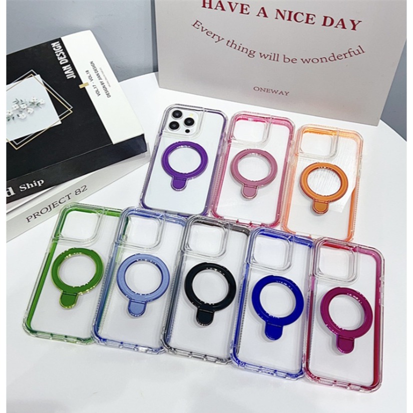 [買一送一] iPhone14系列 雙層磁吸支架手機殼 iPhone 14 Pro Max 透明支架防摔殼-細節圖3