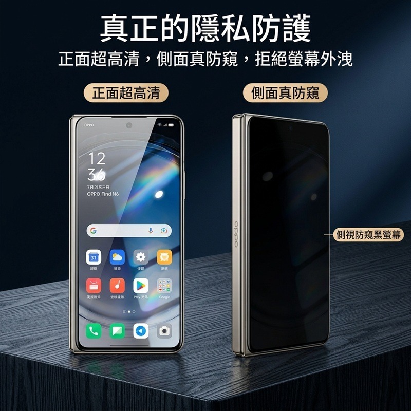 OPPO Find N6鋼化玻璃膜 OPPO Find N6 高清膜/防窺膜 Find N6 玻璃前膜 不頂殼-細節圖4