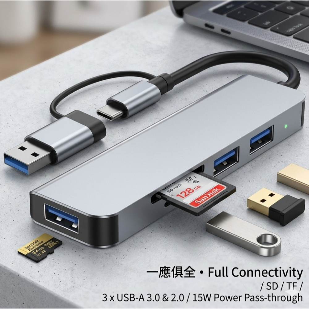 雙接頭 5合1擴充埠 Type-C 轉接器 TypeC 5合1擴充器 Mac iPad 筆電皆可用-細節圖4