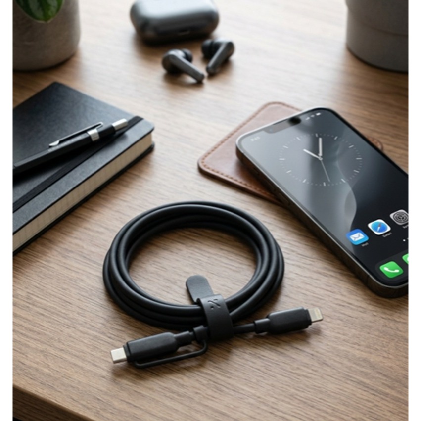Type C接頭 2合1快充線 柔性矽膠PD充電線 1米充電線 支援65W快速充電-細節圖5