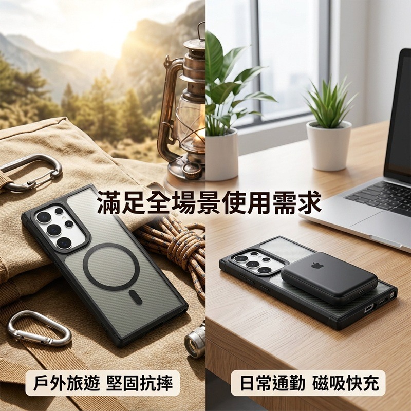 三星S22系列 碳纖維紋理磁吸殼 三星 S22/S22+/S22 Ultra 磁吸充電殼-細節圖7